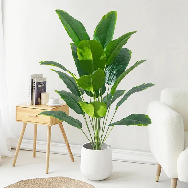 Planta Artificial Tropical Grande com Folhas de Palmeira e Monstera para Decoração