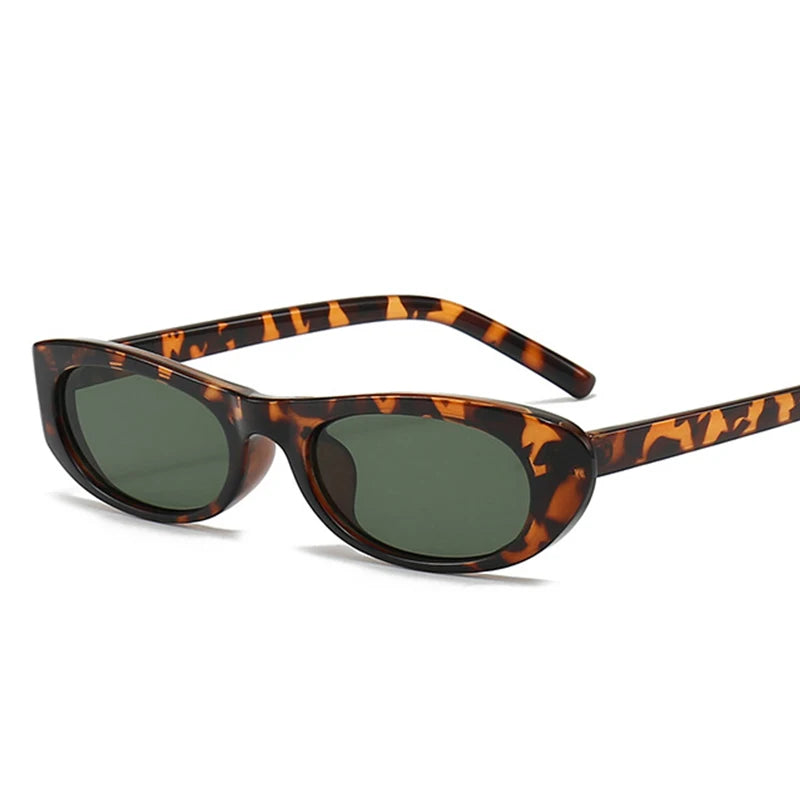 Óculos de Sol Feminino Retrô Oval – Armação Pequena Preta Fashion com Proteção UV400 e Estilo Vintage