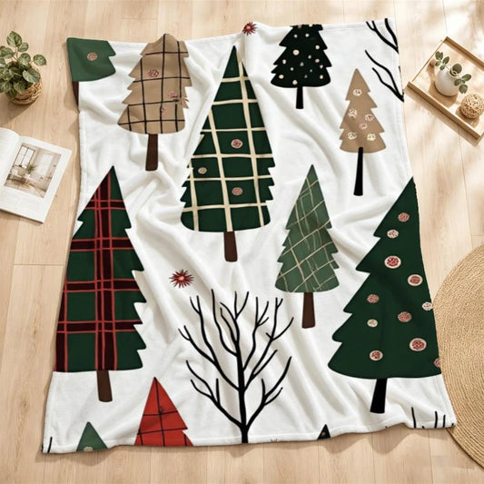 Manta Flanelada de Natal com Estampa de Árvore Natalina – Cobertor Macio e Quente para Sofá e Cama