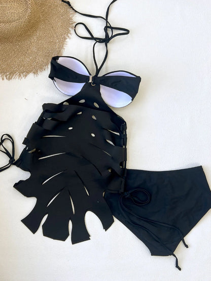 2026 New Arrival Chic Black Structured Swimsuit Deep V-Neck Cut-Out Design Perfect for Beach Wear Pool Parties Summer Beachwear
