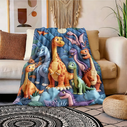 Manta Fleece Infantil VIKAMA com Estampa 3D de Dinossauro Jurassic – Cobertor Fofo para Crianças e Decoração de Quarto
