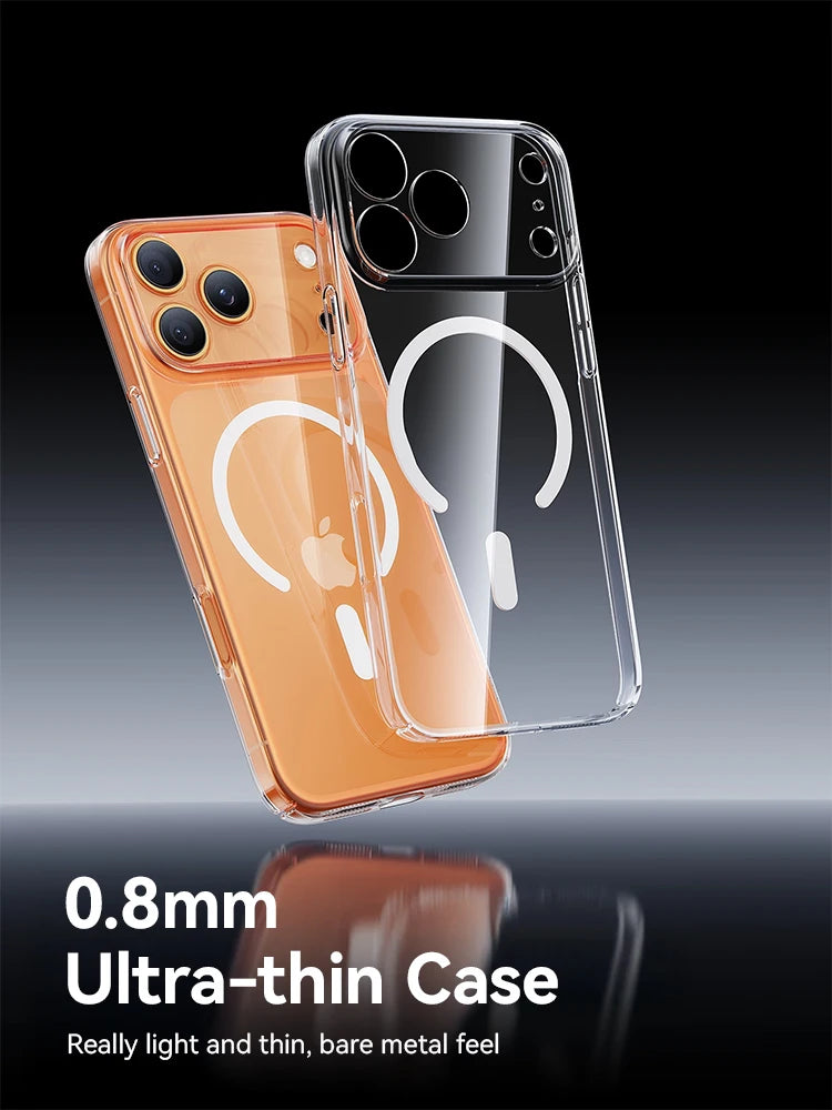 Capa Magnética Transparente Joyroom para iPhone 15/16/17 com Proteção Antiqueda