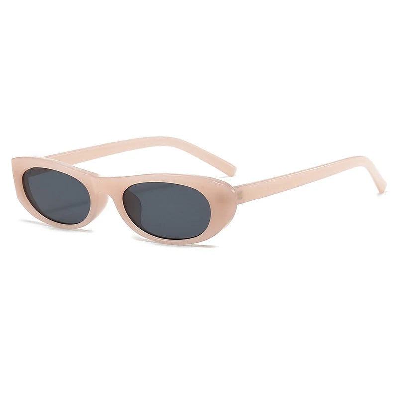 Óculos de Sol Feminino Retrô Oval – Armação Pequena Preta Fashion com Proteção UV400 e Estilo Vintage